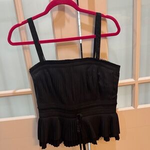 White House Black Market Black Pleated Camisole